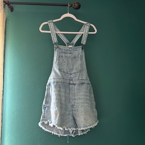 Aerie denim overall shorts